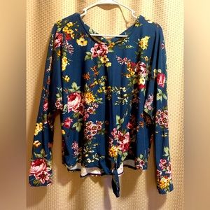 IZ BYER Floral Long Sleeve Ladder Back